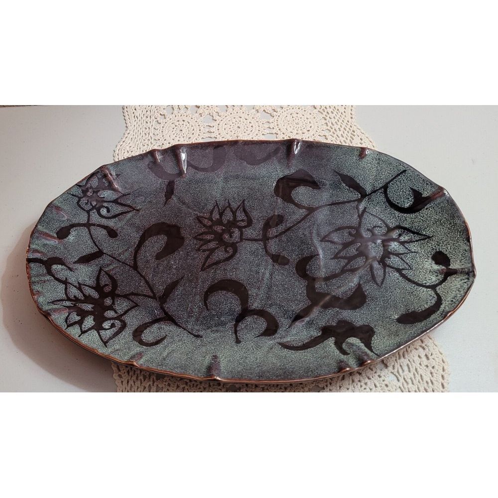 Savoy‎ ambience collection Oval platter 16"L X 11"W Green. Brown. Floral